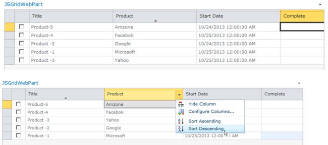 JSGridProject  Web Part in a Project Web App page